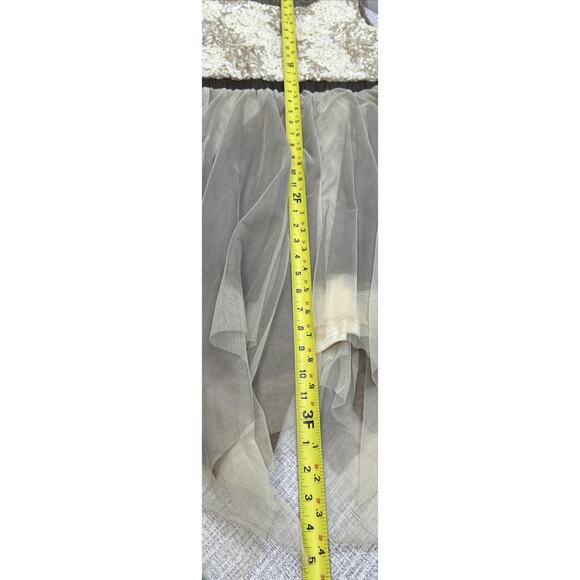 Anthropologie Dress Ryu Womens L Brown Cream Lace Mesh Tulle Balletcore Fairy - Picture 9 of 11